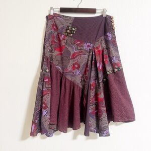 Joe Browns Mixed Floral Patchwork Pleated Asymmetric Hem Skirt